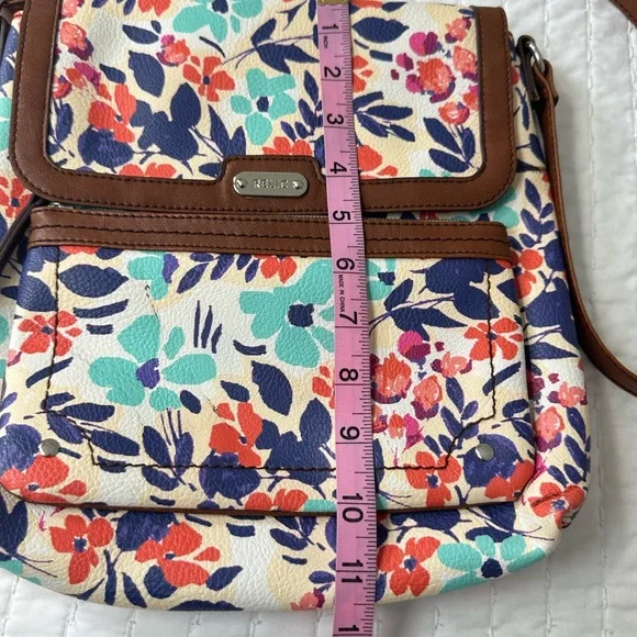 Relic Floral Crossbody Bag with Brown Accents Adjustable Straps - Picture 3 of 12